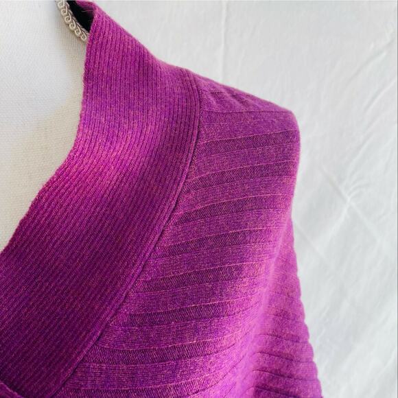 Soft Surroundings Boheme Sweater V Neck Long Sleeve Ribbed Textured Purple Large - Picture 4 of 10